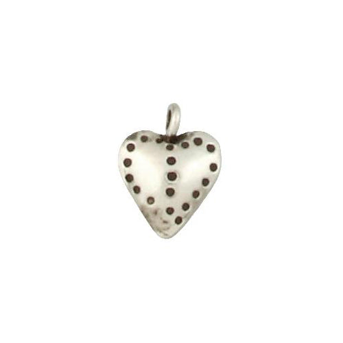 Fine Silver, Hill Tribe, 12.6mm Width by 5.3mm Length by 16.3mm Height, Stamped Heart Charm. Quantity Per Pack: 4 Pieces.