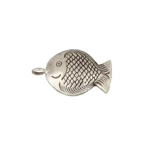 Fine Silver, Hill Tribe, 18.4mm Width by 8.2mm Length by 30.2mm Height, Fish Charm. Quantity Per Pack: 1 Piece.