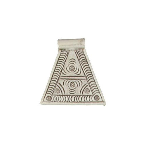 Fine Silver, Hill Tribe, 20.0mm Width by 3.6mm Length by 19.9mm Height, Stamped Triangle Pendant. Quantity Per Pack: 2 Pieces.