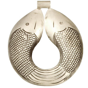 Fine Silver, Hill Tribe, 57.2mm Width by 6.7mm Length by 64.8mm Height, Fish Pendant. Quantity Per Pack: 1 Piece.