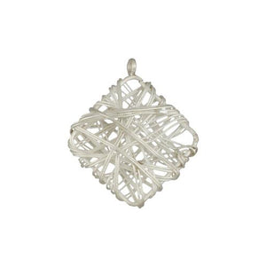 Fine Silver, Hill Tribe, 32.0mm Width by 8.1mm Length by 37.8mm Height, Wired Square Charm. Quantity Per Pack: 1 Piece.