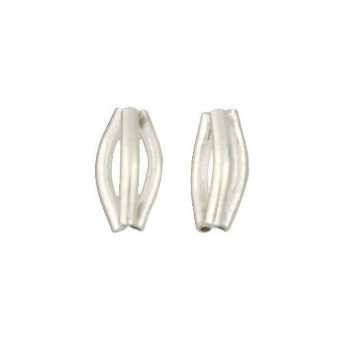 Fine Silver, Hill Tribe Bead, 8.5mm Width by 5.7mm Length by 15.2mm Height, Curved Triple Tube Bead. Quantity per pack: 8 Pieces.