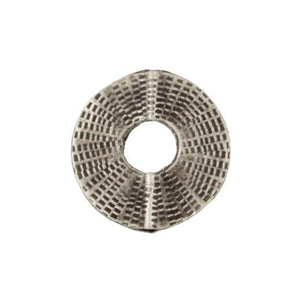 Fine Silver, Hill Tribe Bead, 25.8mm Width by 4.3mm Length by 26.3mm Height, Stamped Round Bead With 8.6mm Opening. Quantity per pack: 2 Pieces.