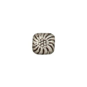 Fine Silver, Hill Tribe Bead, 11.6mm Width by 7.0mm Length by 11.6mm Height, Stamped Square Bead. Quantity per pack: 4 Pieces.