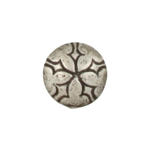 Fine Silver, Hill Tribe Bead, 17.8mm Width by 8.6mm Length by 17.6mm Height, Stamped Round Bead. Quantity per pack: 2 Pieces.