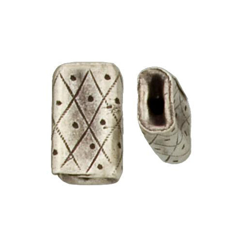 Fine Silver, Hill Tribe Bead, 12.7mm Width by 4.6mm Length by 21.7mm Height, Stamped Square Bead. Quantity per pack: 2 Pieces.