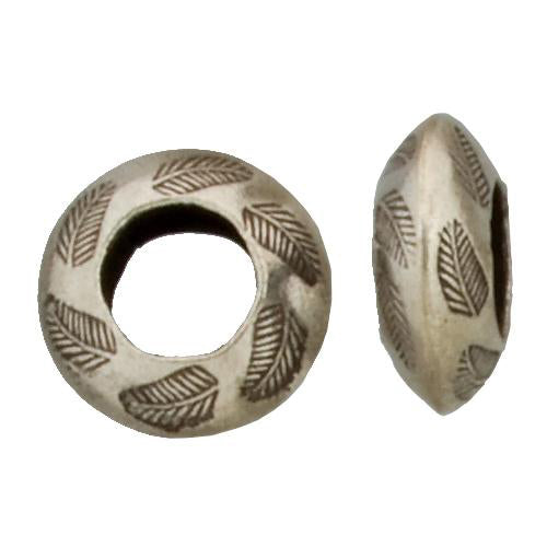 Fine Silver, Hill Tribe Bead, 23.3mm Width by 23.2mm Length by 9.4mm Height, Stamped Round Bead. Quantity per pack: 1 Piece.