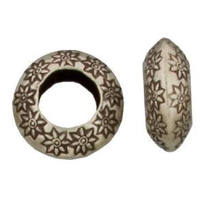 Fine Silver, Hill Tribe Bead, 23.5mm Width by 23.6mm Length by 9.6mm Height, Stamped Round Bead. Quantity per pack: 1 Piece.