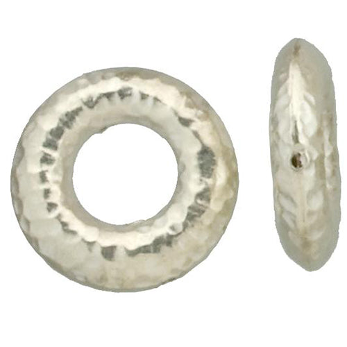 Fine Silver, Hill Tribe Bead, 27.8mm Width by 6.5mm Length by 27.5mm Height, Textured Round Bead With 11.2mm Opening. Quantity per pack: 1 Piece.