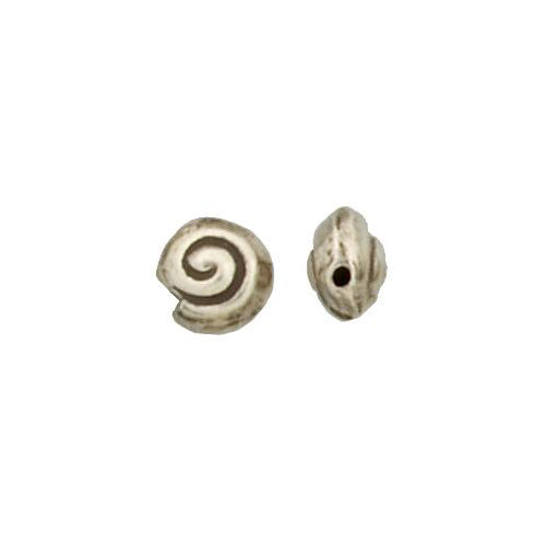 Fine Silver, Hill Tribe Bead, 9.8mm Width by 6.8mm Length by 10.1mm Height, Shell Bead. Quantity per pack: 8 Pieces.