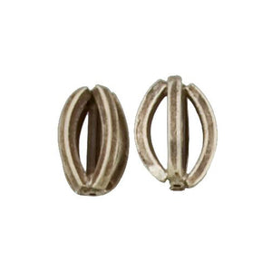 Fine Silver, Hill Tribe Bead, 9.9mm Width by 10.2mm Length by 15.5mm Height, Fancy Oval Bead. Quantity per pack: 2 Pieces.