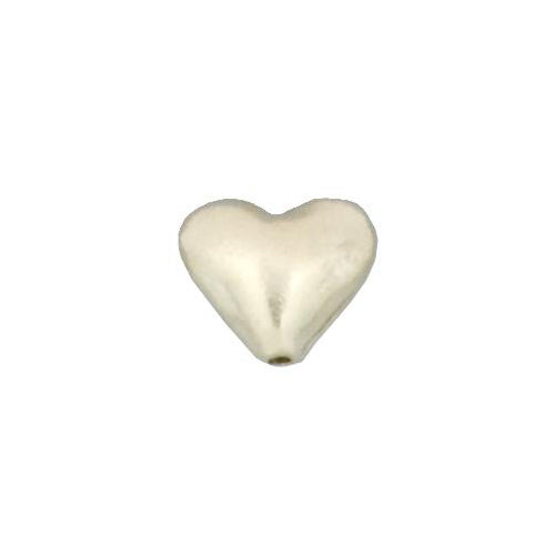 Fine Silver, Hill Tribe Bead, 15.5mm Width by 7.6mm Length by 13.6mm Height, Heart Bead. Quantity per pack: 4 Pieces.