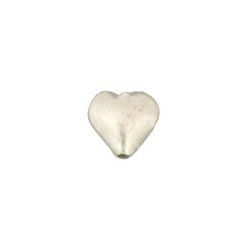 Fine Silver, Hill Tribe Bead, 12.0mm Width by 5.4mm Length by 11.7mm Height, Heart Bead. Quantity per pack: 6 Pieces.