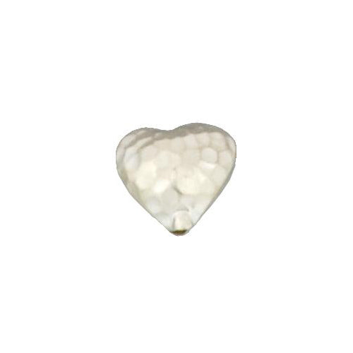 Fine Silver, Hill Tribe Bead, 14.3mm Width by 7.0mm Length by 14.2mm Height, Hammered Heart Bead. Quantity per pack: 4 Pieces.