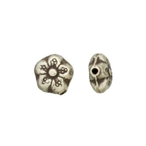 Fine Silver, Hill Tribe Bead, 11.2mm Width by 5.4mm Length by 11.2mm Height, Stamped Fancy Bead. Quantity per pack: 4 Pieces.