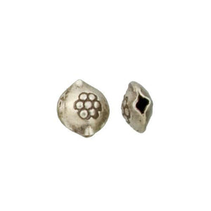 Fine Silver, Hill Tribe Bead, 12.3mm Width by 6.3mm Length by 13.0mm Height, Stamped Round Bead. Quantity per pack: 6 Pieces.