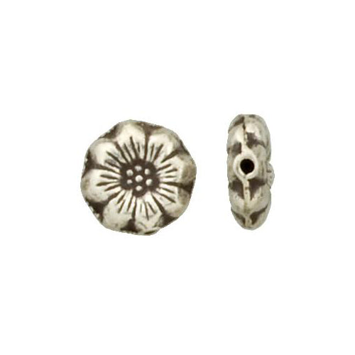 Fine Silver, Hill Tribe Bead, 13.9mm Width by 4.6mm Length by 14.2mm Height, Stamped Round Bead. Quantity per pack: 4 Pieces.