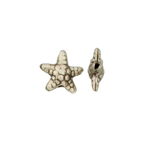 Fine Silver, Hill Tribe Bead, 13.1mm Width by 5.8mm Length by 12.6mm Height, Textured Star Bead. Quantity per pack: 8 Pieces.