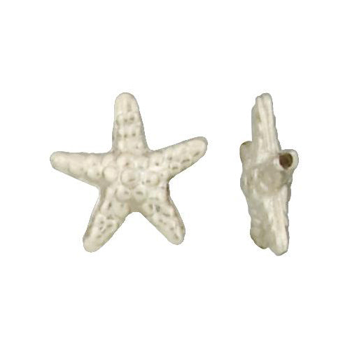 Fine Silver, Hill Tribe Bead, 19.3mm Width by 6.6mm Length by 19.4mm Height, Textured Star Bead. Quantity per pack: 4 Pieces.