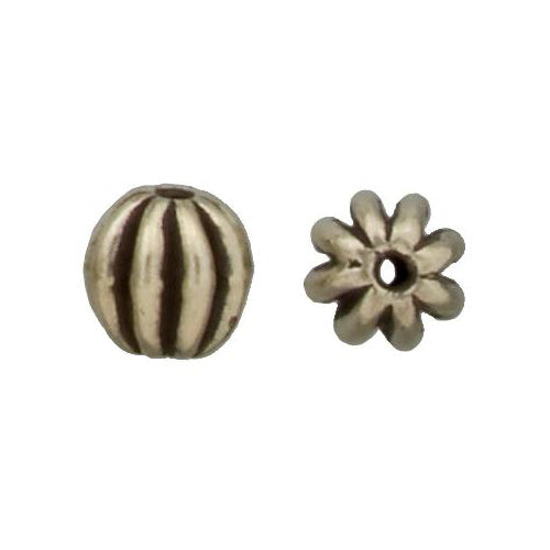 Fine Silver, Hill Tribe Bead, 12.2mm Width by 12.2mm Length by 12.2mm Height, Stamped Round Bead. Quantity per pack: 2 Pieces.