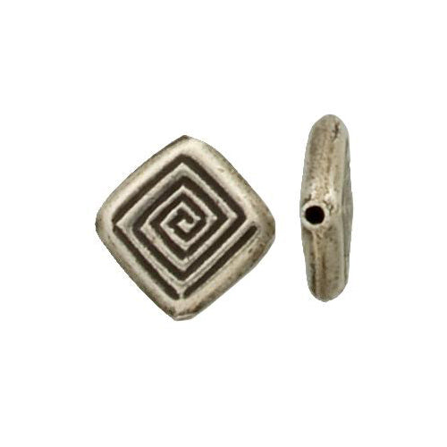 Fine Silver, Hill Tribe Bead, 17.0mm Width by 3.7mm Length by 17.1mm Height, Stamped Square Bead. Quantity per pack: 4 Pieces.