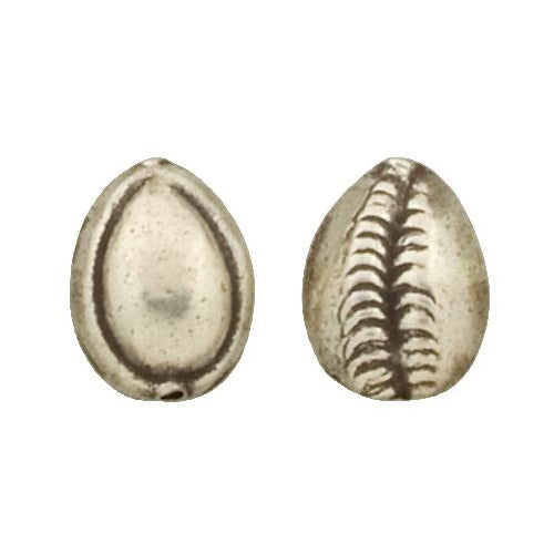 Fine Silver, Hill Tribe Bead, 13.9mm Width by 8.1mm Length by 18.8mm Height, Stamped Shell Bead. Quantity per pack: 2 Pieces.