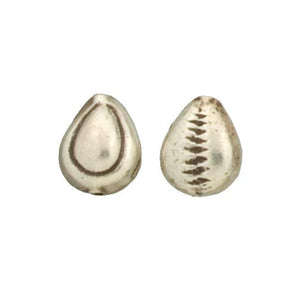 Fine Silver, Hill Tribe Bead, 10.9mm Width by 6.5mm Length by 14.1mm Height, Stamped Shell Bead. Quantity per pack: 4 Pieces.