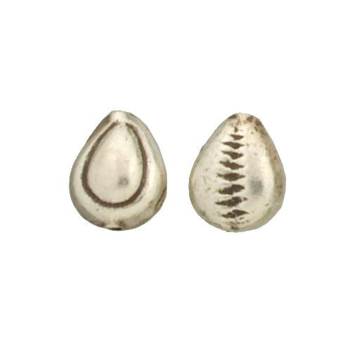 Fine Silver, Hill Tribe Bead, 10.9mm Width by 6.5mm Length by 14.1mm Height, Stamped Shell Bead. Quantity per pack: 4 Pieces.