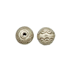 Fine Silver, Hill Tribe Bead, 10.9mm Width by 11.0mm Length by 10.3mm Height, Stamped Round Bead. Quantity per pack: 4 Pieces.