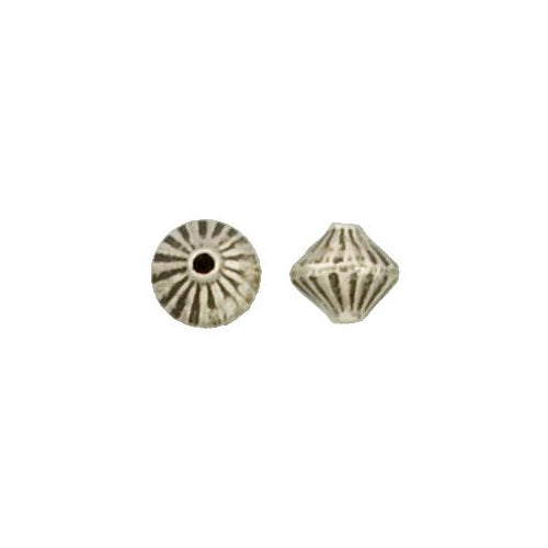 Fine Silver, Hill Tribe Bead, 8.6mm Width by 8.6mm Length by 7.7mm Height, Stamped Saucer Bead. Quantity per pack: 8 Pieces.