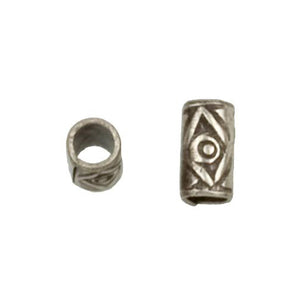 Fine Silver, Hill Tribe Bead, 3.1mm Width by 3.1mm Length by 5.7mm Height, Stamped Tube Bead. Quantity per pack: 50 Pieces.