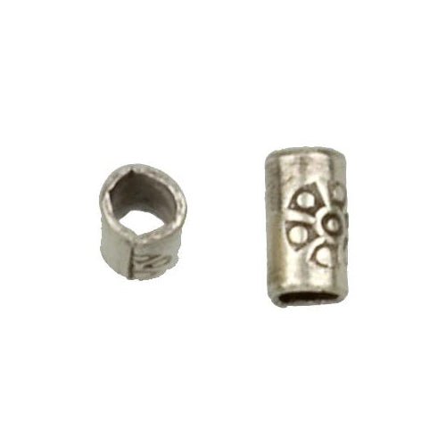 Fine Silver, Hill Tribe Bead, 3.3mm Width by 3.3mm Length by 5.9mm Height, Stamped Tube Bead. Quantity per pack: 40 Pieces.