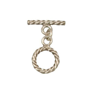 Fine Silver, Hill Tribe, 12.6mm Width by 16.9mm Height, Twisted Circle Toggle Clasp Ring, and 17.5mm Width by 7.2mm Height, Twisted Toggle Clasp Bar. Quantity Per Pack: 3 Pairs.