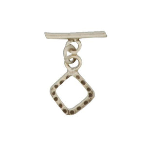 Fine Silver, Hill Tribe, 13.4mm Width by 18.2mm Height, Stamped Diamond Toggle Clasp Ring, and 18.2mm Width by 6.7mm Height, Square Toggle Clasp Bar. Quantity Per Pack: 4 Pairs.