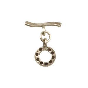 Fine Silver, Hill Tribe, 10.8mm Width by 14.7mm Height, Stamped Circle Toggle Clasp Ring, and 16.9mm Width by 7.5mm Height, Curved Toggle Clasp Bar. Quantity Per Pack: 4 Pairs.