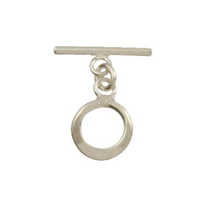 Fine Silver, Hill Tribe, 17.8mm Width by 22.9mm Height, Half-Flat Circle Toggle Clasp Ring, and 28.0mm Width by 7.3mm Height, Plain Toggle Clasp Bar. Quantity Per Pack: 2 Pairs.