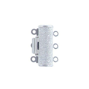 Sterling Silver, 10.6mm Width by 6.5mm Length by 17.0mm Height, 3 Strand Textured Tube Clasp. Quantity Per Pack: 1 Piece.