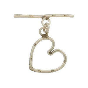 Fine Silver, Hill Tribe, 18.3mm Width by 23.4mm Height, Stamped Heart Toggle Clasp Ring, and 28.0mm Width by 7.6mm Height, Stamped Curved Toggle Clasp Bar. Quantity Per Pack: 4 Pairs.