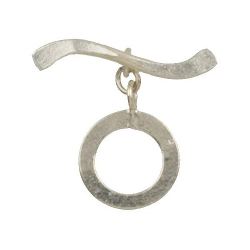 Fine Silver, Hill Tribe, 16.6mm Width by 21.2mm Height, Plain Circle Toggle Clasp Ring, and 32.6mm Width by 7.0mm Height, Curved Toggle Clasp Bar. Quantity Per Pack: 2 Pairs.