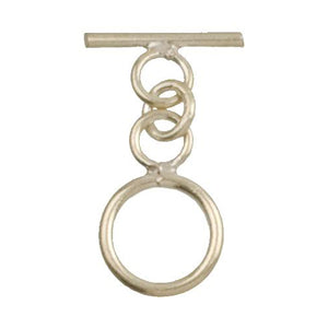 Fine Silver, Hill Tribe, 16.6mm Width by 24.7mm Height, Plain Circle Toggle Clasp Ring, and 21.1mm Width by 10.4mm Height, Plain Toggle Clasp Bar. Quantity Per Pack: 2 Pairs.