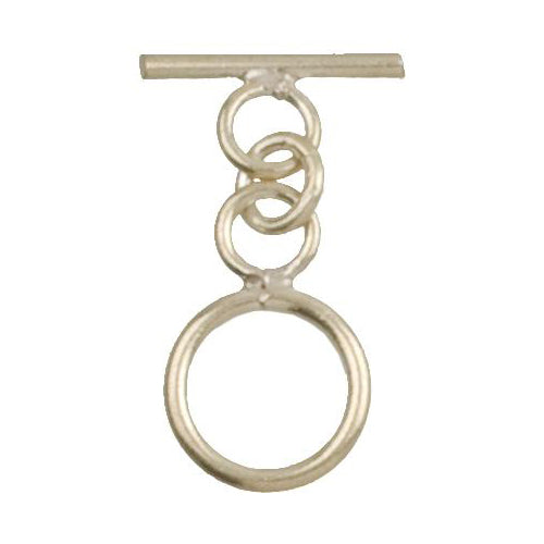 Fine Silver, Hill Tribe, 16.6mm Width by 24.7mm Height, Plain Circle Toggle Clasp Ring, and 21.1mm Width by 10.4mm Height, Plain Toggle Clasp Bar. Quantity Per Pack: 2 Pairs.