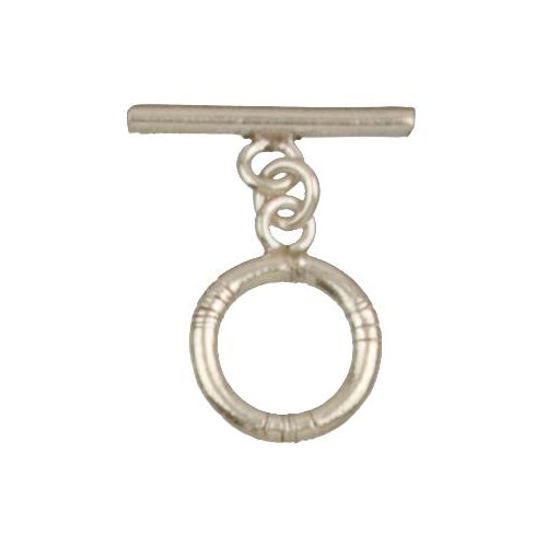 Fine Silver, Hill Tribe, 14.8mm Width by 19.4mm Height, Stamped Circle Toggle Clasp Ring, and 22.1mm Width by 7.0mm Height, Plain Toggle Clasp Bar. Quantity Per Pack: 2 Pairs.