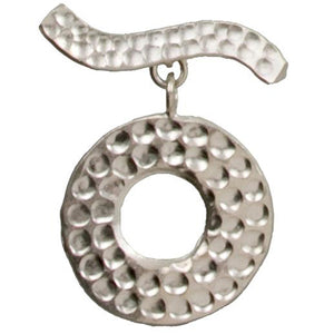 Fine Silver, Hill Tribe, 26.9mm Width by 31.3mm Height, Textured Circle Toggle Clasp Ring, and 33.0mm Width by 7.3mm Height, Textured Curved Toggle Clasp Bar. Quantity Per Pack: 1 Pair.