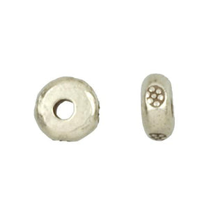 Fine Silver, Hill Tribe Bead, 4.8mm Width by 4.7mm Length by 2.4mm Height, Stamped Roundel Bead. Quantity per pack: 20 Pieces.