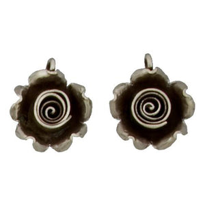 Fine Silver, Hill Tribe, 17.2mm Width by 9.1mm Length by 19.6mm Height, Flower Charm. Quantity Per Pack: 2 Pieces.