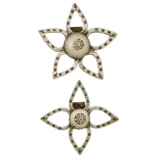 Fine Silver, Hill Tribe, 39.6mm Width by 10.7mm Length by 37.3mm Height, Stamped Flower Pendant. Quantity Per Pack: 1 Piece.