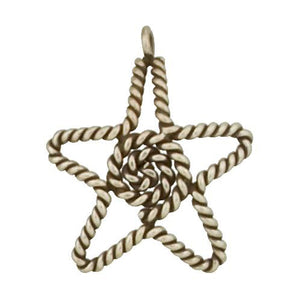 Fine Silver, Hill Tribe Bead, 29.1mm Width by 6.3mm Length by 34.9mm Height, Twisted Star Charm. Quantity Per Pack: 1 Piece.