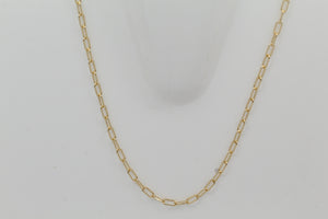 Gold Filled, 2.6mm Width by 5.8mm Length, 18 Inch Elongated Cable Chain with 8.5mm Length by 2.1mm Thick, Oval Trigger Lobster Clasp. Quantity Per Pack: 1 Piece.