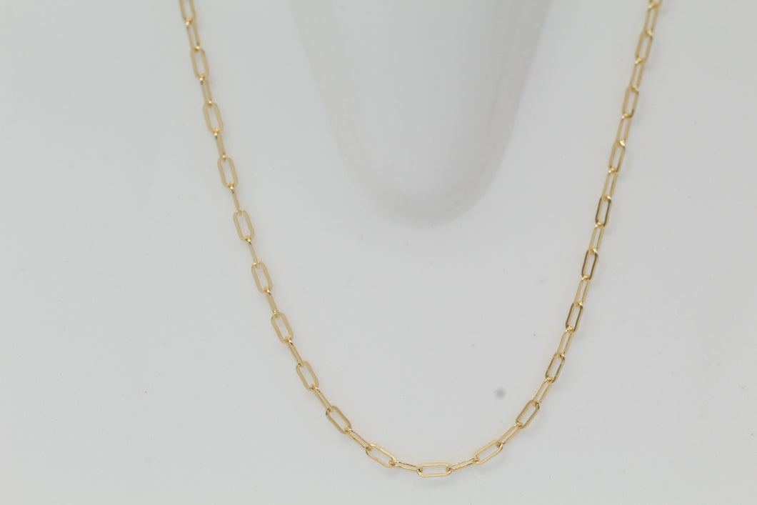 Gold Filled, 2.6mm Width by 6.1mm Length, 18 Inch Flat Elongated Cable Chain with 8.5mm Length by 2.1mm Thick, Oval Trigger Lobster Clasp. Quantity Per Pack: 1 Piece.