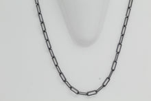 Load image into Gallery viewer, Sterling Silver Black rhodium, 3.8mm Width by 9.8mm Length, 18 Inch Elongated Cable Chain with 8.5mm Length by 2.1mm Thick, Oval Trigger Lobster Clasp. Quantity Per Pack: 1 Piece.
